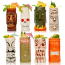 Ceramic Tiki Mugs, Set of 8 - 18-23.5oz - Perfect for Exotic Cocktails, Iced Tea, Soda, Mai Tai, Long Island