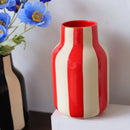 GobekUsa Black & Red Striped Ceramic Vase - Home Decor