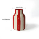 GobekUsa Black & Red Striped Ceramic Vase - Home Decor
