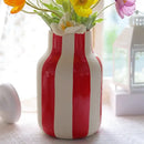 GobekUsa Black & Red Striped Ceramic Vase - Home Decor