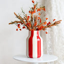 GobekUsa Black & Red Striped Ceramic Vase - Home Decor
