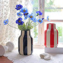 GobekUsa Black & Red Striped Ceramic Vase - Home Decor