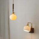 GobekUsa Ceramic Walnut Copper LED Pendant Light Chandelier for Bedroom Living Room
