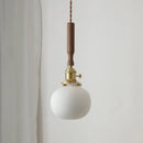 GobekUsa Ceramic Walnut Copper LED Pendant Light Chandelier for Bedroom Living Room