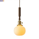 GobekUsa Ceramic Walnut Copper LED Pendant Light Chandelier for Bedroom Living Room
