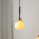 GobekUsa Ceramic Walnut Copper LED Pendant Light Chandelier for Bedroom Living Room