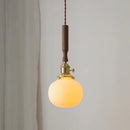 GobekUsa Ceramic Walnut Copper LED Pendant Light Chandelier for Bedroom Living Room