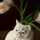GobekUsa Ceramic White Cat Vase for Desk Decor and Artificial Flowers Arrangement