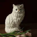 GobekUsa Ceramic White Cat Vase for Desk Decor and Artificial Flowers Arrangement