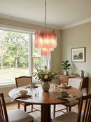 Gradient Red Murano Glass Tube Chandelier