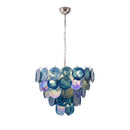 Cerulea Iridescent Deep Blue Disc Chandelier