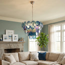 Cerulea Iridescent Deep Blue Disc Chandelier