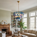 Cerulea Iridescent Deep Blue Disc Chandelier