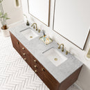James Martin Amberly 72" Dual Mount Double Bathroom Vanity, Mid-Century Walnut