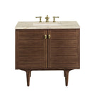 James Martin Amberly 36" Dual Mount Single Bathroom Vanity, Mid-Century Walnut