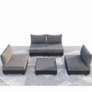 Patio Sectional Set With Modular Armless Chairs And Coffee Table - Gray by HouseOfZazla