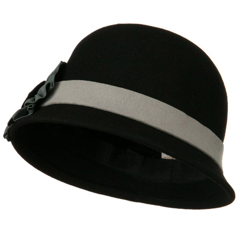 Wool Felt Cloche with Flower Detail