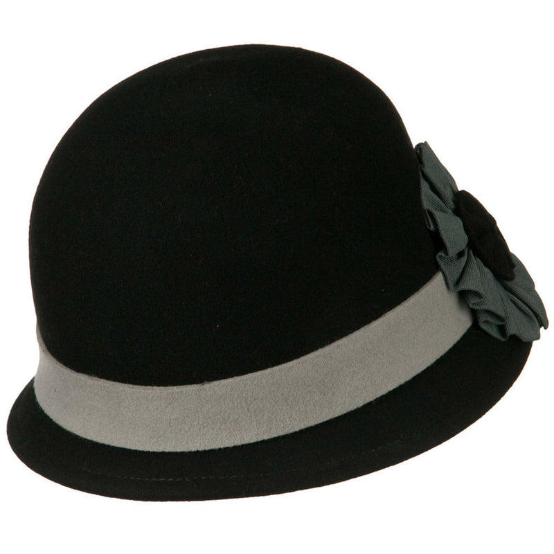 Wool Felt Cloche with Flower Detail