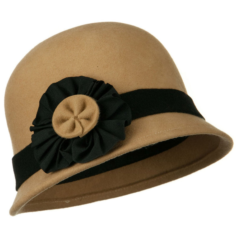 Wool Felt Cloche with Flower Detail