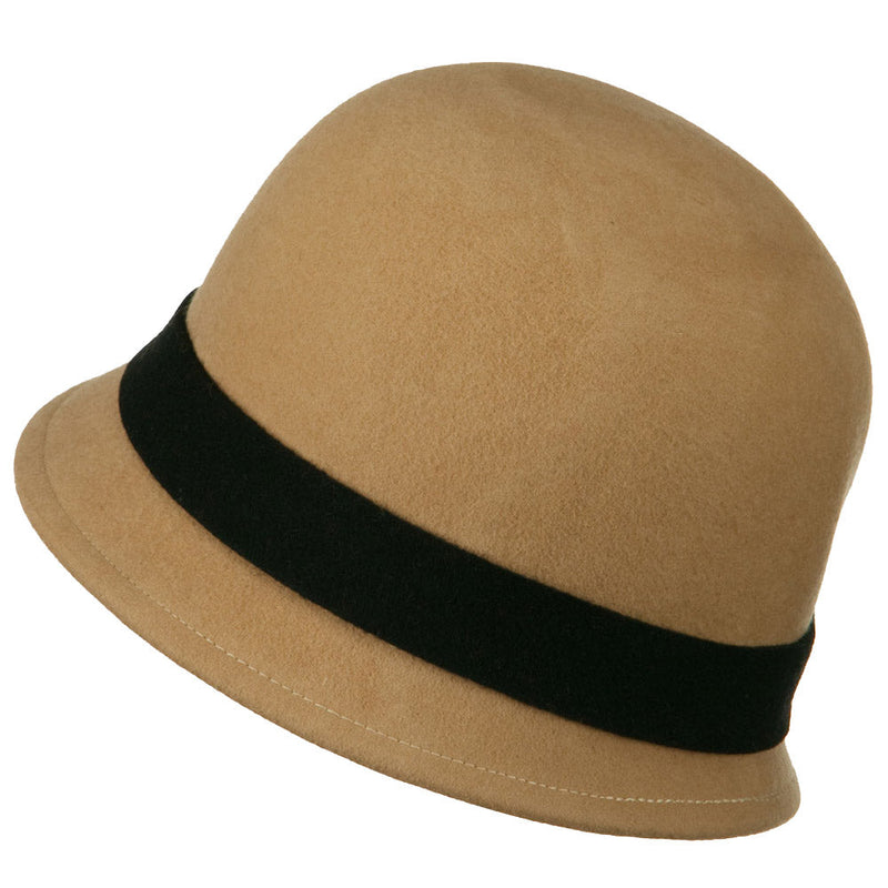 Wool Felt Cloche with Flower Detail