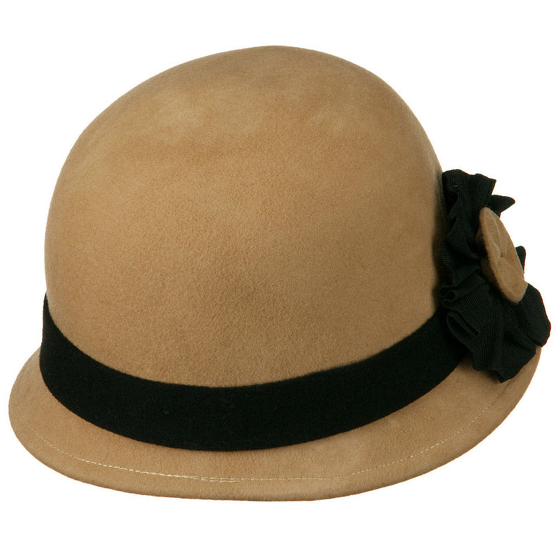 Wool Felt Cloche with Flower Detail