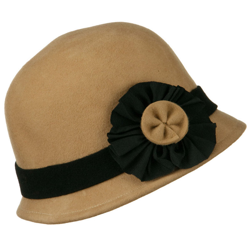 Wool Felt Cloche with Flower Detail