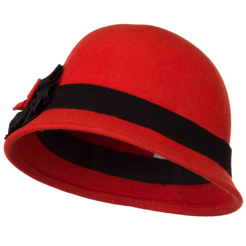 Wool Felt Cloche with Flower Detail