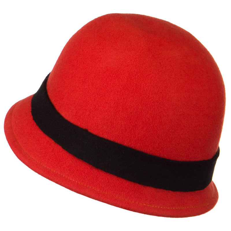 Wool Felt Cloche with Flower Detail