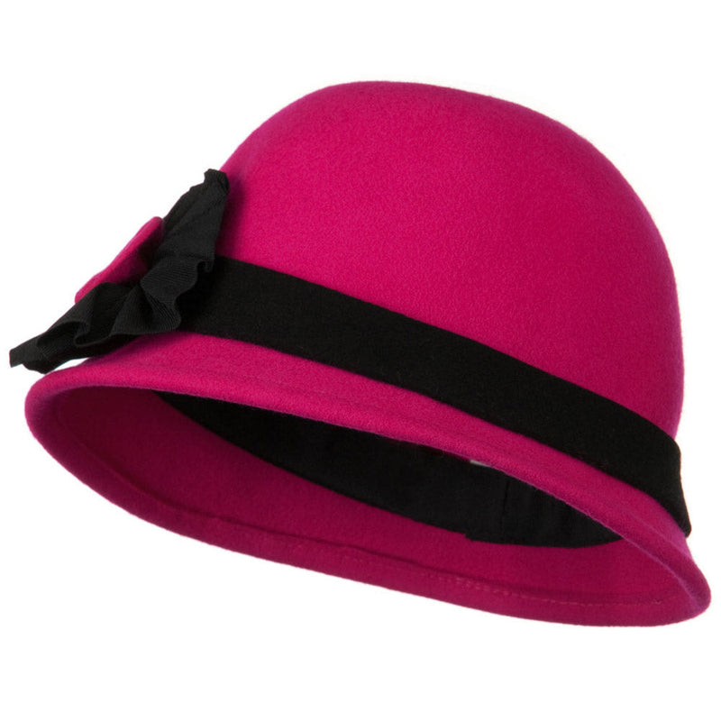 Wool Felt Cloche with Flower Detail