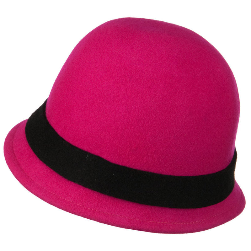 Wool Felt Cloche with Flower Detail