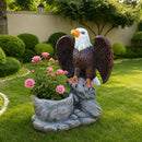 Standing Eagle Statue Garden Planter on Faux Stone Base by HouseOfZazla