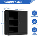 Heavy Duty Storage Cabinet With Lock, 2 Door File Cabinet With 2 Adjustable Shelves - Black by HouseOfZazla