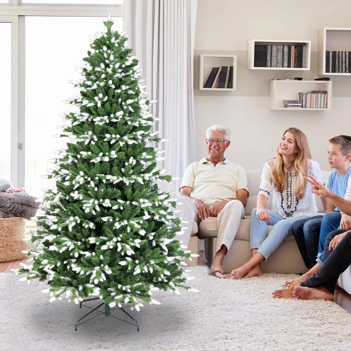 5FT Artificial Christmas Tree with White‑Tipped PE & PVC Mixed Tips, photo 2 of 7