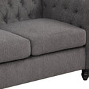 60" modern sofa Dutch plush upholstered sofa, solid wood legs, buttoned tufted backrest, gray