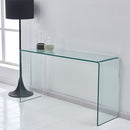 Elegant Transparent Tempered Glass Console Table With Rounded Edges, Modern Sofa Table - Clear by Unique Piece Furniture