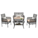 4 Pieces Rattan Wicker Chairs With Tempered Glass Table And Cushions by HouseOfZazla
