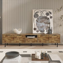 TV Stand, L Shaped Handle Entertainment Console With Storage - Natural by HouseOfZazla