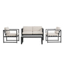 Navan 4-Piece Outdoor Chat Set - Black / Beige by HouseOfZazla