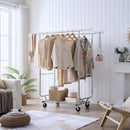 Heavy Duty Double Clothing Garment Rack With Shelves - Silver by HouseOfZazla
