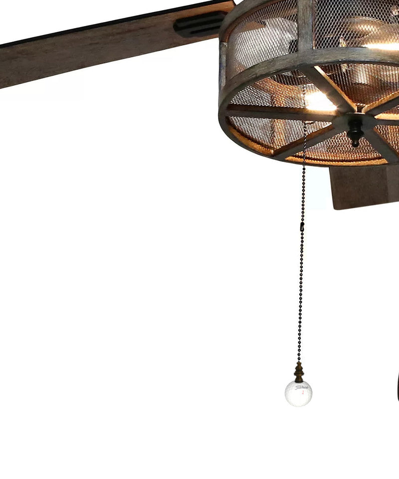 1"W Golf Ball Ceiling Fan Pull  with Antiqued Brass Chain