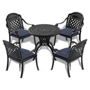31.50-inch Cas Aluminum Patio Dining Table with Black Frame and Umbrella Hole
