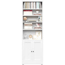 Bookcase Tall 5-Tier Adjustable Storage Shelf With Door Deep - White by HouseOfZazla