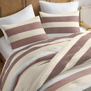 3-Piece King/Cal King Stripe Textured Print Comforter Set - Terracotta