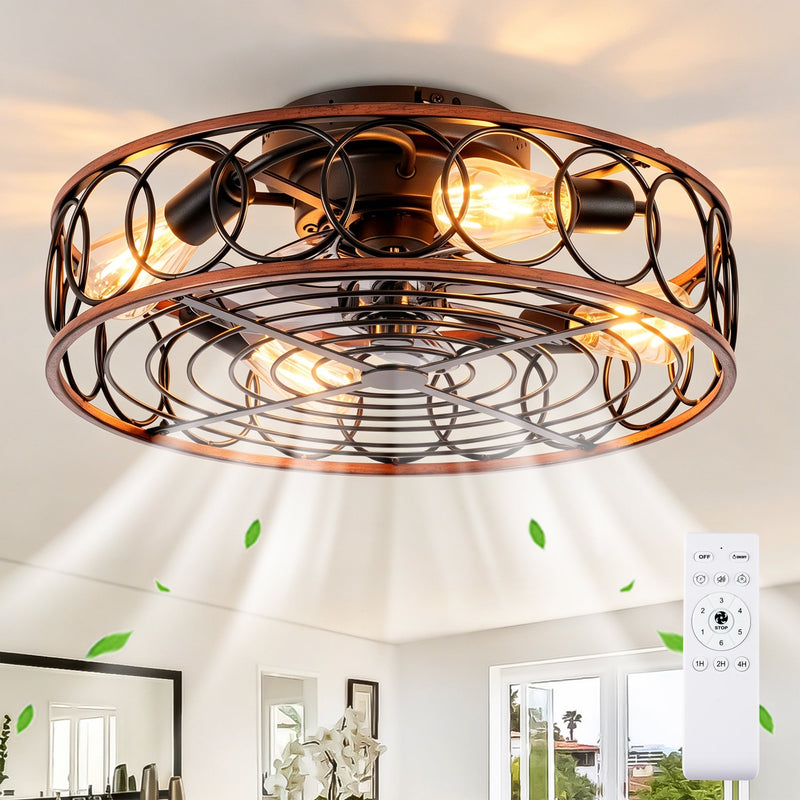20 Inch Caged Ceiling Fan with Lights and Remote Control, photo 2 of 3