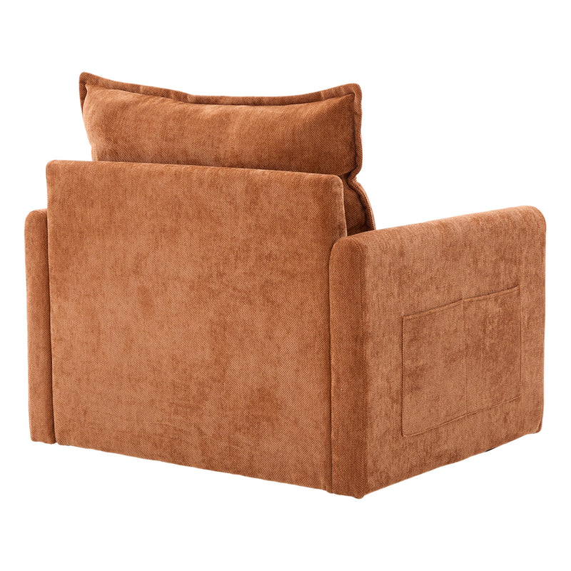 UNITED WE WIN Swivel Barrel Chair - Mid Century Modern Chair, Thick Padded Arm Chair with Solid Metal Base, Comfortable Single Sofa Chair, Swivel Accent Chair for Living Room Bedroom