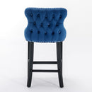 Contemporary Upholstered Wing-Back Barstools With Button Tufted Decoration And Wooden Legs, And Nailhead Trim, Leisure Style Bar Chairs, Bar Stools (Set of 2) by Unique Piece Furniture