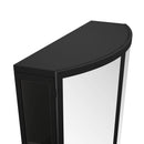 Arched Glass Double Door Wardrobe With Shatterproof Mirror, Open Shelf & Towel Rack