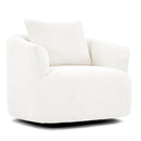 360° Swivel Barrel Sofa Chair with Throw Pillow, Chenille Upholstered Accent Chair, Beige, 38.2'