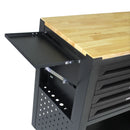 4 DRAWERS MULTIFUNCTIONAL TOOL CART WITH WHEELS AND WOODEN TOP-BLACK