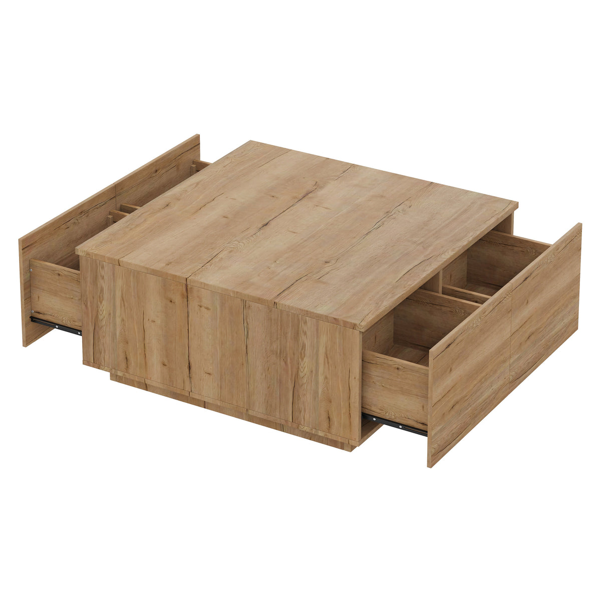 33.25-Inch Square Coffee Table with 4 Drawers, Natural, photo 9 of 10